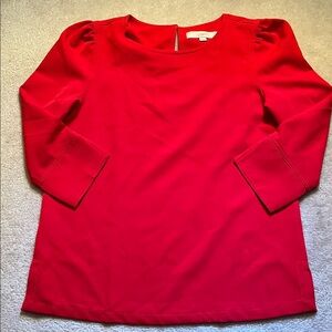 LOFT Vibrant Red 3/4 sleeve Blouse sz small